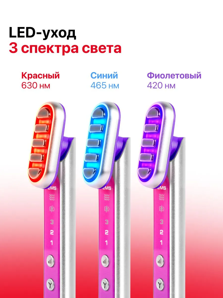 Три спектра LED-света в массажере Yamaguchi EMS Skin Care
